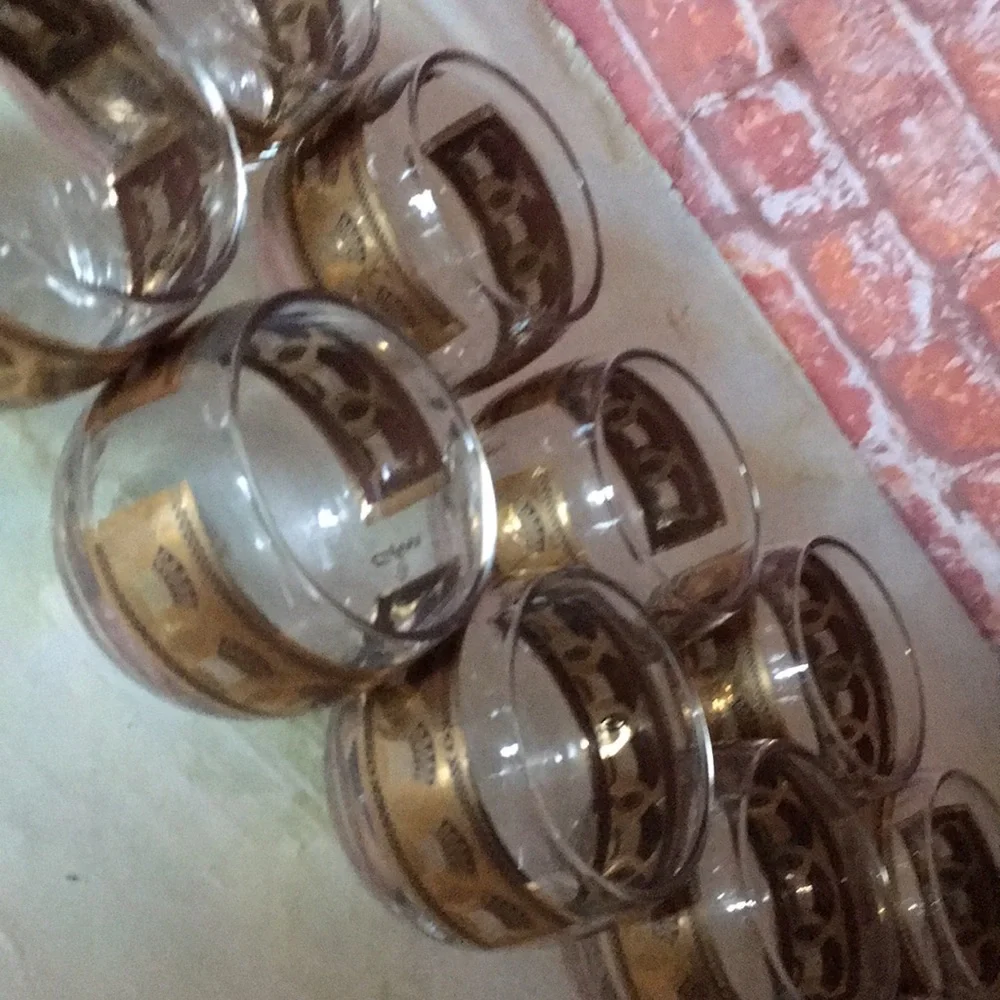 Vintage MCM Culver 13 Piece 22 K Gold Wheat Pattern Art Deco Punch Bowl Set